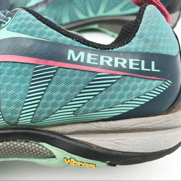MERRELL Lace Up Teal Pink Hiking Shoes Sneakers Womens 8.5 - Picture 6 of 12